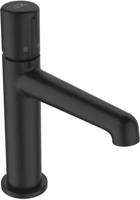 Produktbild von Waschbecken-Batterie, Waschtischartmatur, mit Stöpsel, schwarz, matt, PRETTO, rund