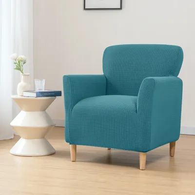 Produktbild von （Türkisblau）Elastischer Sofabezug  High Stretchhusse  Sofa Schonbezug 1-Sitzer Sofa-Überwürfe，Plüsch Stricken Sofahusse
