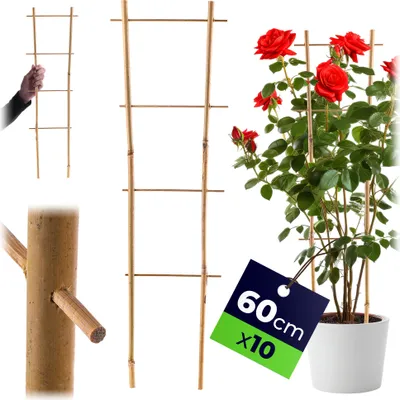 Zdjęcie produktu dla KADAX – bambusowa siatka do pnączy, 60 x 18 cm, 10 sztuk, podpora dla roślin, siatka do roślin, podpora do pnączy i podpórka dla roślin doniczkowych i pnących