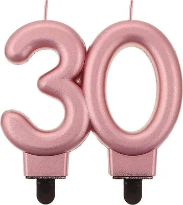 Produktbild von Kerze Zahl 30 Roségold Metallic Geburtstag 8cm