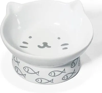 Produktbild von Famanu Keramische Futter- und Wasserschalen 370 ml - Erhöhte Futterstation für Katzen und kleine Hunde