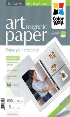 Produktbild von ColorWay Fotopapier ART Glänzend "magnetisch" 690g/m, 5Stück, A4