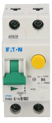 Immagine prodotto di Interruttore differenziale 2P 6A B 0,03A, tipo AC, PKNM 6/1N/B/003, codice prodotto 236007