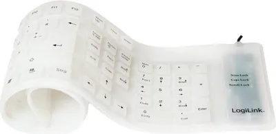 Produktbild von LogiLink Flexible Silikon-Tastatur, kabelgebunden, weiß