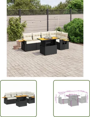 Produktbild von The Living Store 6-tlg. Garten-Sofagarnitur mit Kissen Schwarz Poly Rattan