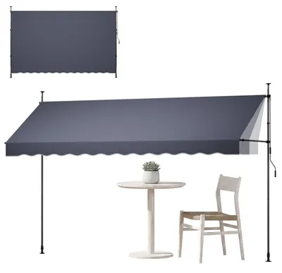 Produktbild von Klemmmarkise Balkonmarkise - 400 cm Breite - Höhenverstellbar - Mit Handkurbel - UPF 80+ Sonnenschutz - Für Terrasse Balkon Garten - Dunkelgrau