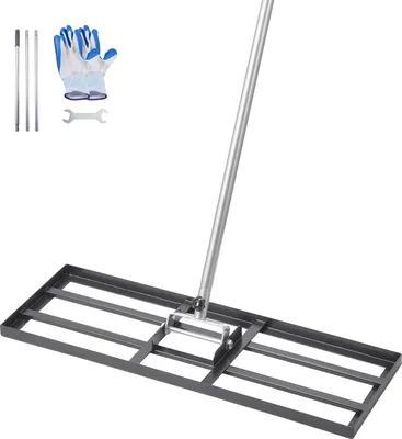 Zdjęcie produktu dla Grabie do trawników VEVOR z trzonkiem 213 cm, płyta podstawy 762x254 mm, grabie niwelujące ze stali węglowej, grabie niwelujące, grabie niwelujące do pielęgnacji trawników, grabie niwelujące do trawników, podwórek i pól golfowych