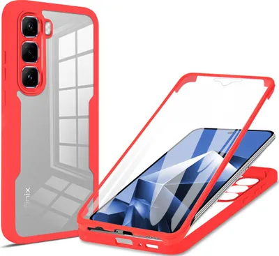 Image de Etui pour Infinix Hot 60 Pro+, protection complète à 360° avec protecteur d'écran intégré rouge