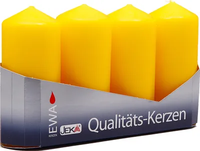 Produktbild von Stumpenkerze 40 x 90 mm goldgelb, 4 Stück, deutsche Produktion