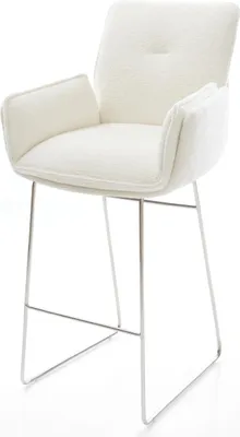 Produktbild von DELIFE Barstuhl Nela-Flex Bouclé Soft Beige Kufengestell Edelstahl Silberfarben