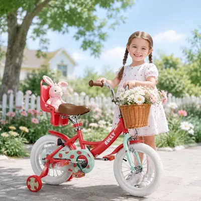 Productafbeelding van Kinderfiets voor Meisjes met Steunwielen en Mand