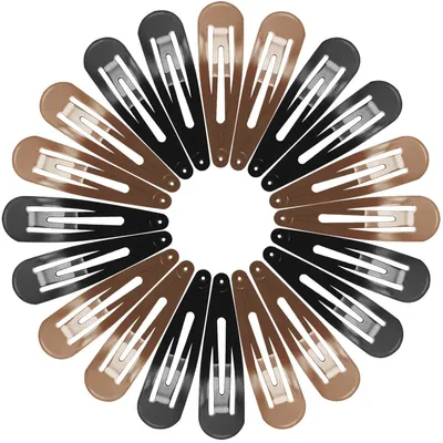 Image de Barrettes pour femmes et filles, lot de 40 pièces, barrettes à clipser de 7 cm de long, grandes barrettes en métal, 2 couleurs (20 pièces de chaque) : marron et noir