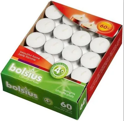 Immagine prodotto di Bolsius Tea Lights Bianco 60 Pezzi