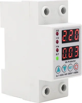Zdjęcie produktu dla Zabezpieczenie napięciowe, regulowany wyświetlacz cyfrowy, automatyczne odzyskiwanie, ogranicznik płomienia, 1-63 A, 230 V