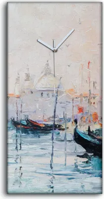 Produktbild von Leinwand Wanduhr Wandkunst Uhr Geräuschlos 30x60 Gemälde See Hafen Boote Kunst - weiße Hände