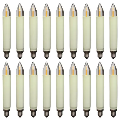 A grid of 18 LED filament candle bulbs.