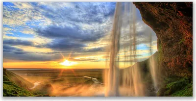 Produktbild von Glasbilder 140x70 Wandbild Druck auf Glas Wasserfall Landschaft