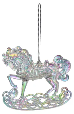 Produktbild von Clayre & Eef Weihnachtsanhänger Schaukelpferd 10 cm Silberfarbig Kunststoff