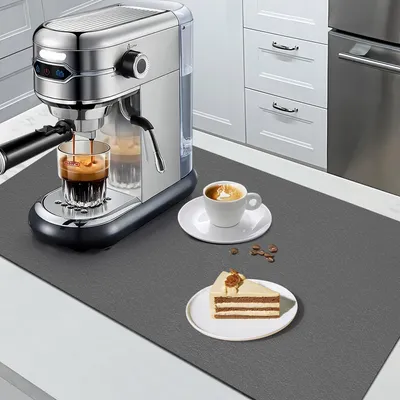 Image de Tapis de vaisselle, tapis pour machine à café (60 x 40 cm, gris foncé), tapis absorbant/tapis de séchage/tapis antidérapant pour la cuisine, l'évier et la salle de bains