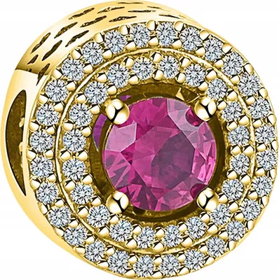 Productafbeelding van Gouden bedel met rode kristal-zirkonia. Rode zirkonia. Zilver 925