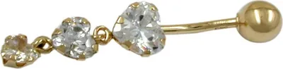 Produktbild von Bauchnabelpiercing mit Zirkonia Herzen 14Kt 585 Gelbgold Piercing Damen