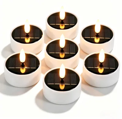 6 Solar-LED-Teelichter, flackernd, wasserdicht, für Außen