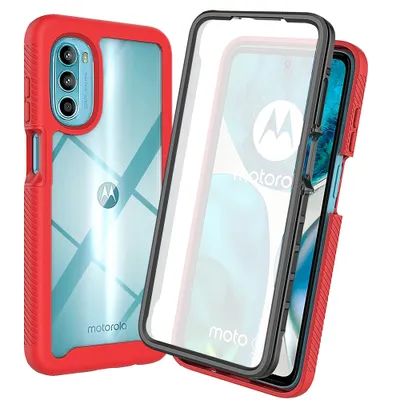 Immagine prodotto di Custodia per Motorola Moto G52, paraurti con protezione dello schermo a 360° integrata, custodia protettiva per tutto il corpo, rosso