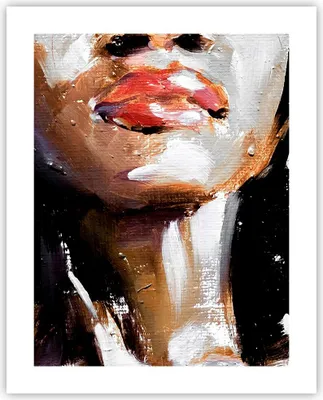 Produktbild von Poster - Poster ohne Rahmen - Öl Mund Frau - 40x50 cm - Wand Bild - Wanddeko - Wandbilder - Kunstposter - Wandposter - Bilder - Kunstdruck - Wanddekoration - Wandbild - P2XPA40x50-4724