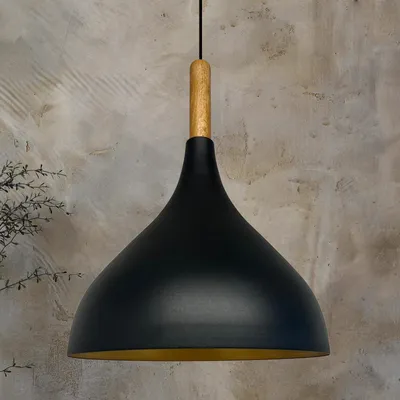 Produktbild von Adash, Flammige Metall mit Holz Hängelampe Ø26 cm, E27 Lampe Wohnzimmer, Lampenschirm Hängeleuchte, Deckenlampe, Wohnzimmer Pendellampe Esstischlampe