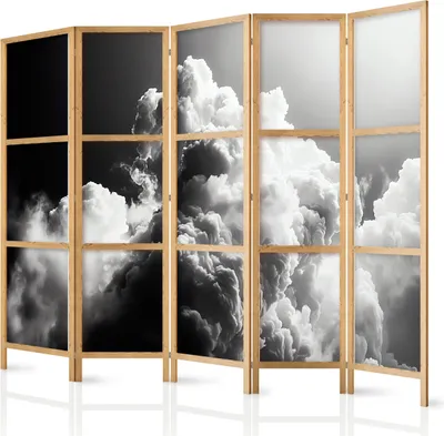 Obrázek produktu pro Japonský paraván Pozadí a vzory 225x172 cm 5dílný šedý