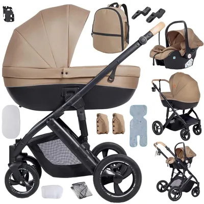 Immagine prodotto di Passeggino, 3 funzioni, ruote ammortizzate, colore marrone (senza seggiolino)