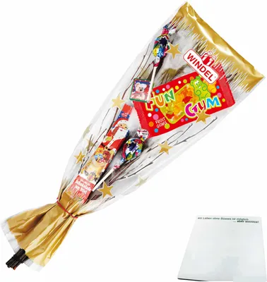 Produktbild von Windel Goldrute mit Schokolade und Süßwaren Rute (90g) + usy Block