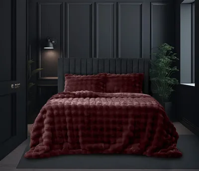 Image de Couverture de lit en flanelle polaire - Bordeaux - 140x200/220 cm