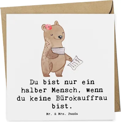 Produktbild von Mr. & Mrs. Panda Glückwunschkarte Bürokauffrau Herz - Weiß - Geschenk, Klappkarte, anlasskarte, Büro, Grußkarte, Ausbildung, doppelkarte, faltkarte, Spruch, Lustig