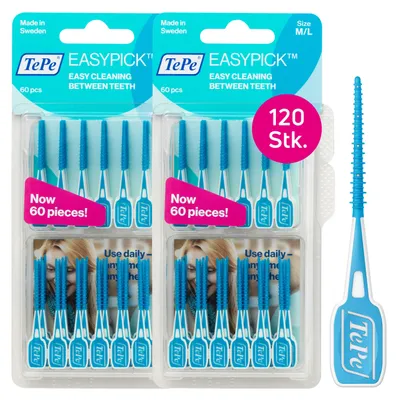 Produktbild von 120 St. TePe EasyPick im Doppelpack, M/L, 2 x 60 Stück, Interdental Zahnstocher