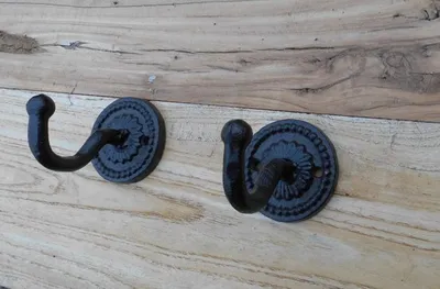 Produktbild von Stabile, gusseiserne Wandhaken 2er Set Haken Wandgarderobe schwarz