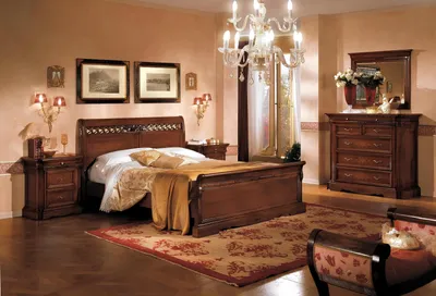 Produktbild von 5tlg.Set Schlafzimmermöbel Bett 2 Nachttische Kommode mit Spiegel Braun Neu