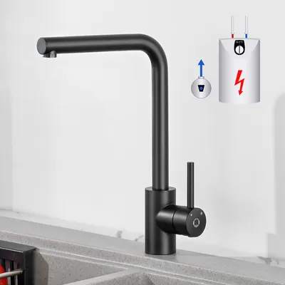 Produktbild von Niederdruck-Küchenarmatur 360 ° drehbarer Wasserhahn mit hohem Auslass Küchenthermostat Wasserhahn Spülbeckenarmatur Küchenspüle Einhand-Spülbeckenarmatur schwarz