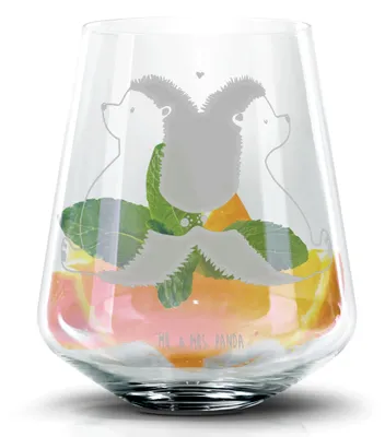 Produktbild von Mr. & Mrs. Panda Tumbler Igel händchenhaltend - Transparent - Geschenk, Liebesbeweis, Cocktail Glas, glücklich, Freundin, Cocktailglas, Hochzeit, Highball, Whiskyglas