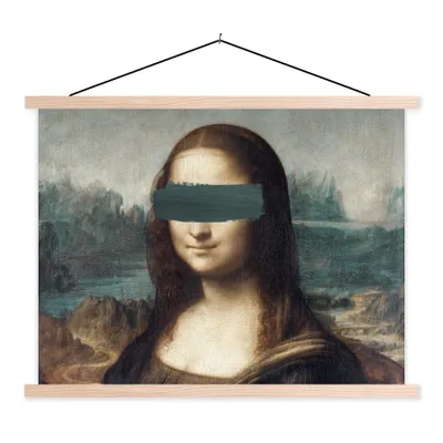 Produktbild von MuchoWow® Textilposter Mona Lisa - Leonardo da Vinci - Gemälde 120x90 cm mit holzfarbenen Rahmen - Magnetisch