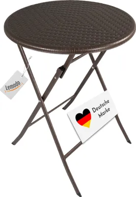 Produktbild von Klapptisch rund, Rattan-Optik, braun, 60 cm, Balkontisch, klappbar