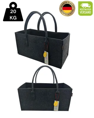 Produktbild von RAIKOU Einkaufskorb aus Filz Große Einkaufstasche mit Griff filzkorb Faltbare Brennholztaschen, Filztaschen Shopper Anthrazit/Schwarz-50*34*27