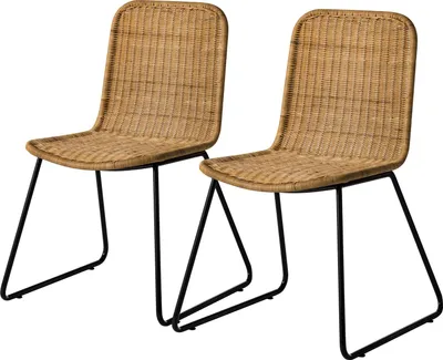 Produktbild von home24 Esszimmerstuhl - 2er-Set - Rattan / Metall