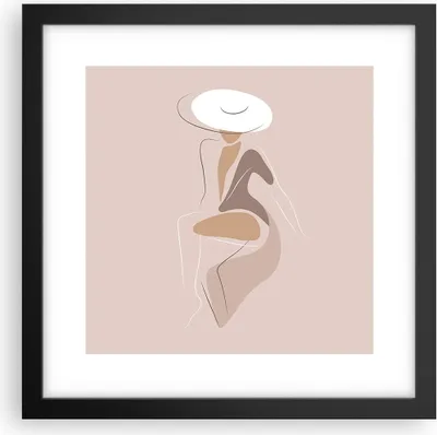 Produktbild von Gerahmtes Poster - Schwarzer Rahmen - Buntstift Frau Hut - 30x30 cm - Wand Bild - Wanddeko - Wandbilder - Kunstposter - Wandposter - Bilderrahmen - Bilder - Kunstdruck - P2BAC30x30-4773