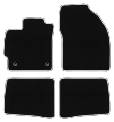 Zdjęcie produktu dla Dywaniki samochodowe welurowe CARLUX-SILVER do: Toyota Prius III XW30 (2011-2015, hatchback) czarne ze srebrnym obszyciem, z mocowaniami