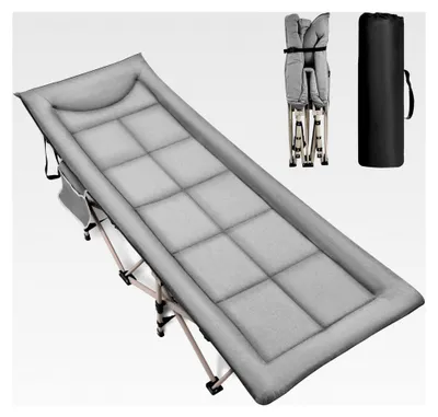 Produktbild von Klappbares Campingbett, Extra Sonnenliege bis 200 kg, Faltbares Gästebett für Garten, Camping und Reisen