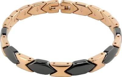 Produktbild von Armband Armkette aus schwarzer Keramik und Edelstahl rose' 19 cm