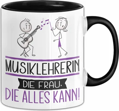 Produktbild von Musiklehrerin Geschenk Tasse Becher Die Frau Die Allen Kann Geschenkidee für eine Musiklehrerin Lustig (Schwarz)