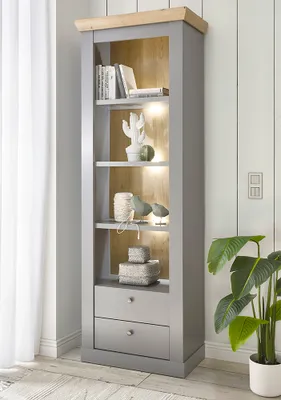 Produktbild von Wohn-/Esszimmer Regal in grau mit Artisan Eiche Nb. CHATHAM-61, B/H/T ca. 71/201/37 cm