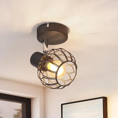 Produktbild von ZMH LED Deckenstrahler 1 Flammig Deckenspot E14 Metall Küchenlampe 350° Schwenkbar Wohnzimmerlampe Decke Spots Innen Spotlights Flur Küchen Schwarz